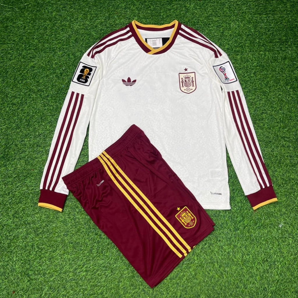 Spain World Cup 2026 Mikel Oyarzabal Away Long Sleeve Kids Football Jersey
