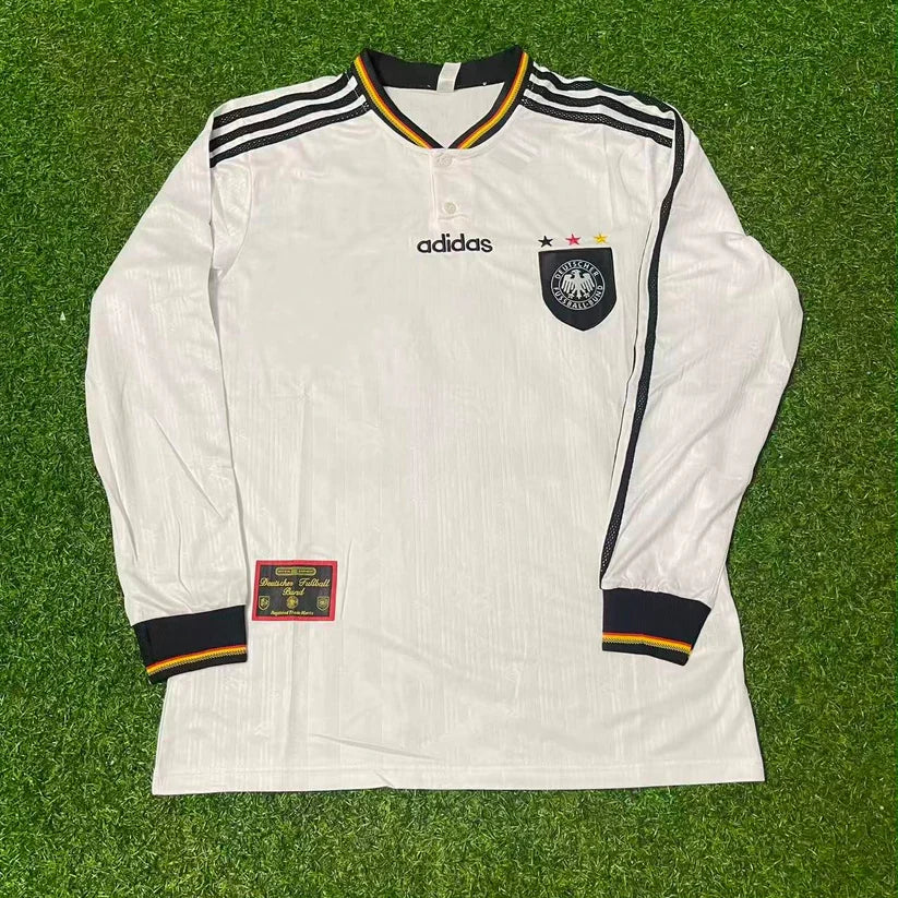 Germany EURO 1996 Fritz Walter Final Home Long Sleeve Retro Football Jersey Kit (Copy)