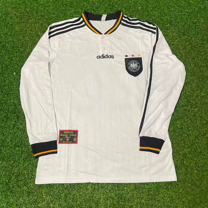 Germany EURO 1996 Fritz Walter Final Home Long Sleeve Retro Football Jersey Kit (Copy)