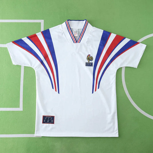 Season France 1996 Away White Retro Jersey Trikot Soccer Kit