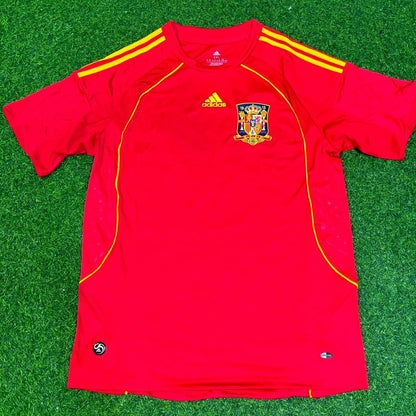 David Villa #7 Spain EURO 2008 Red Home Retro Football Jersey Paradise Edition