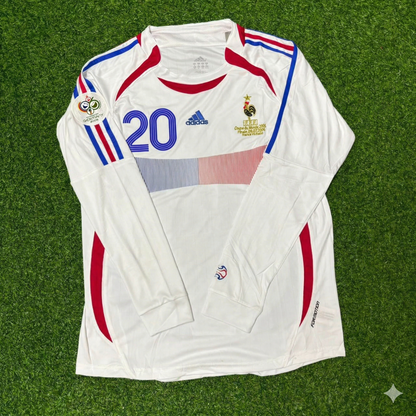 France World Cup 2006 David Trezeguet Final Long Sleeve White Retro Kit