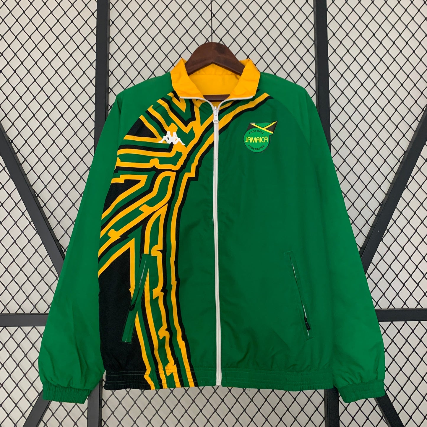 AFCB Jamaica Bob Marley Wendbare Gelb-Grüne Jacke, Beide Größen Jacke
