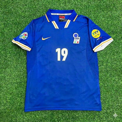 Italy EURO 1996 Enrico Chiesa #19 Blue Retro Soccer Football Jersey Kit Shirt