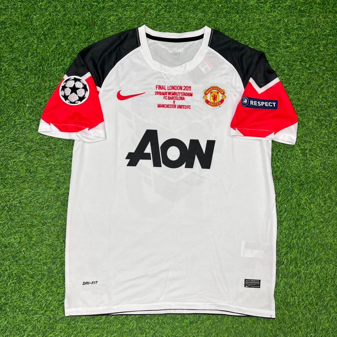 Jonny Evans #6 Manchester United 2011 Champions League Final White Football Jersey Kit