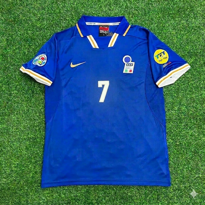 Italy EURO 1996 Roberto Donadoni #7 Blue Retro Soccer Football Jersey Kit Shirt