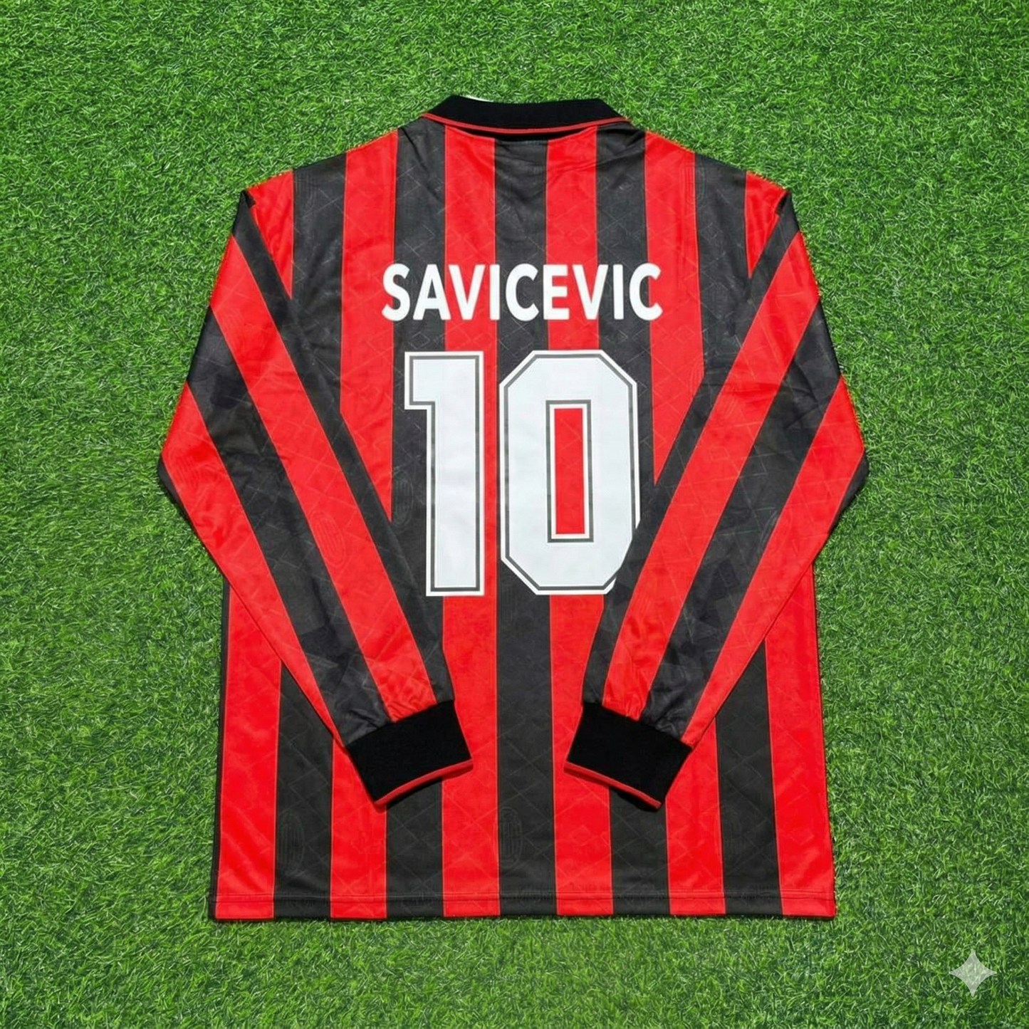Dejan Savicevic #10 AC Milan 1993 1994 Home Long Sleeve Retro Football Jersey