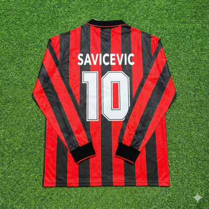 Dejan Savicevic #10 AC Milan 1993 1994 Home Long Sleeve Retro Football Jersey