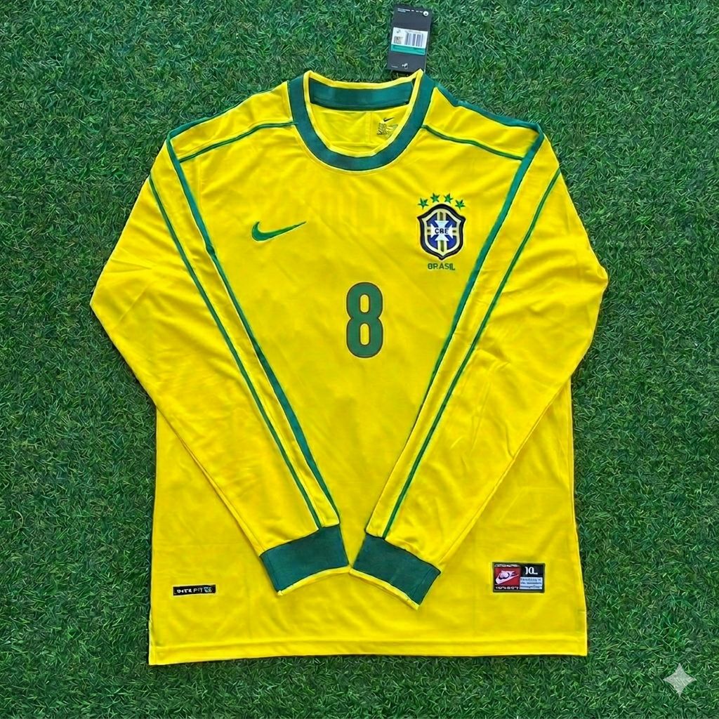 Kaka’ #8- Brazil Long Sleeve Retro Football Jersey Kit Shirt