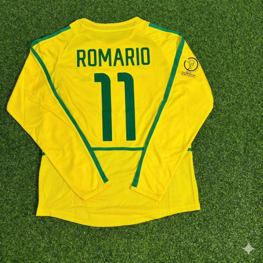 Romario Brazil Yellow Long Sleeve Retro Football Jersey