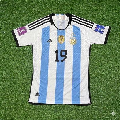 Argentina World Cup 2022 Nicolás Otamendi 19- Qatar Champion Home Football Jersey