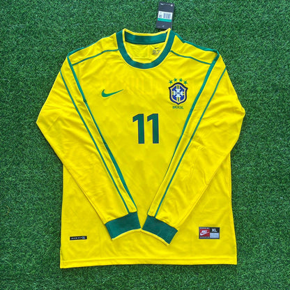 Romário #11 - Brazil Long Sleeve Retro Football Jersey Kit Shirt