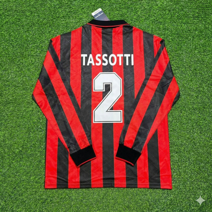 Mauro Tassotti #2 AC Milan 1993 1994 Home Long Sleeve Retro Football Jersey