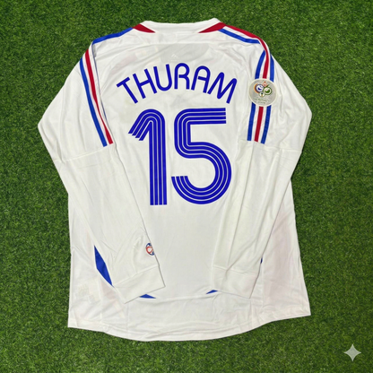 France World Cup 2006 Lilian Thuram Final Long Sleeve White Retro Kit