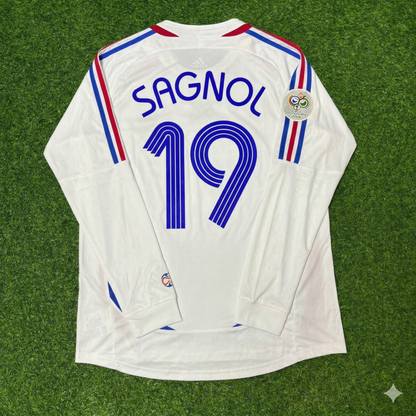 France World Cup 2006 Willy Sagnol Final Long Sleeve White Retro Kit