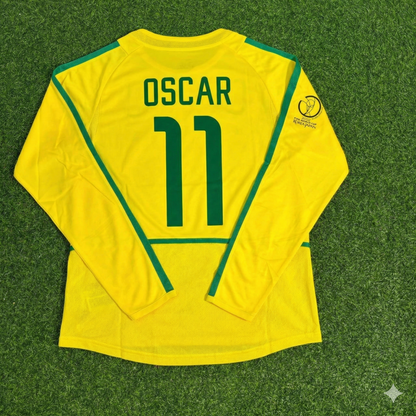 Oscar Brazil Yellow Long Sleeve Retro Football Jersey