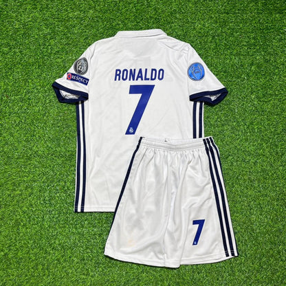 Cristiano Ronaldo #7 Real 2018 Retro Kids Jersey