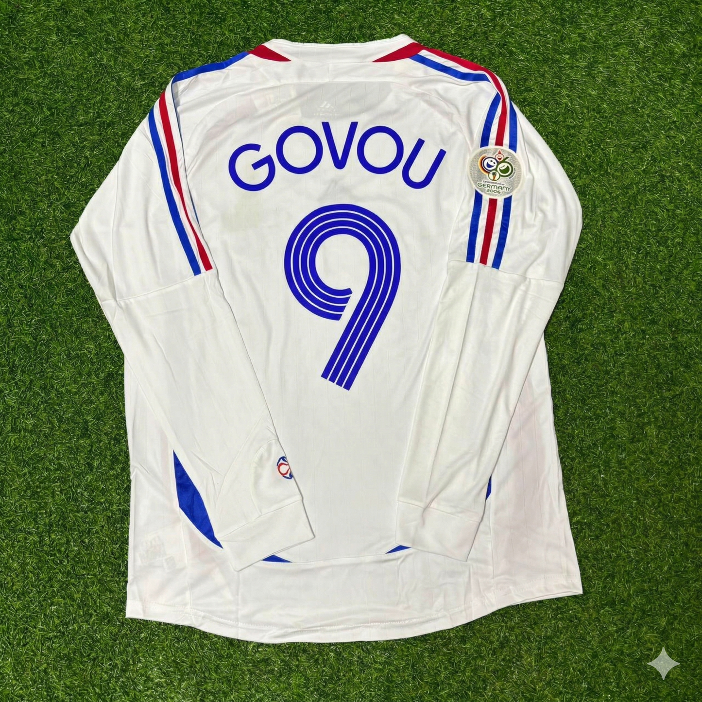 France World Cup 2006 Sidney Govou Final Long Sleeve White Retro Kit