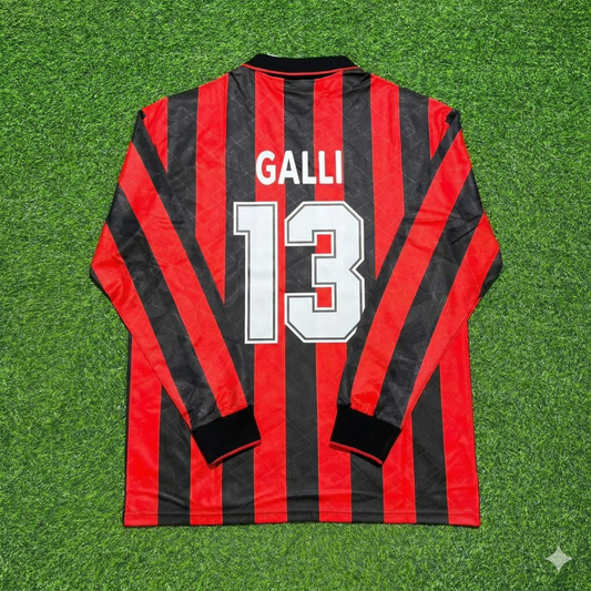 Filippo Galli #13 AC Milan 1993 1994 Home Long Sleeve Retro Football Jersey