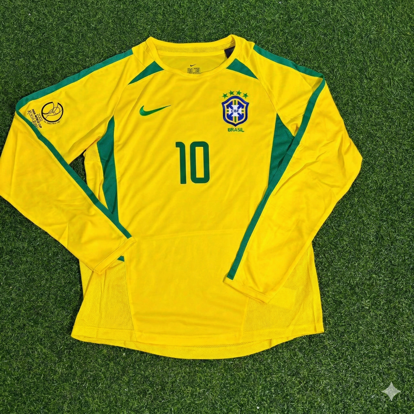 Brazil World Cup 2002 Rivaldo Final Yellow Long Sleeve Retro Football Jersey