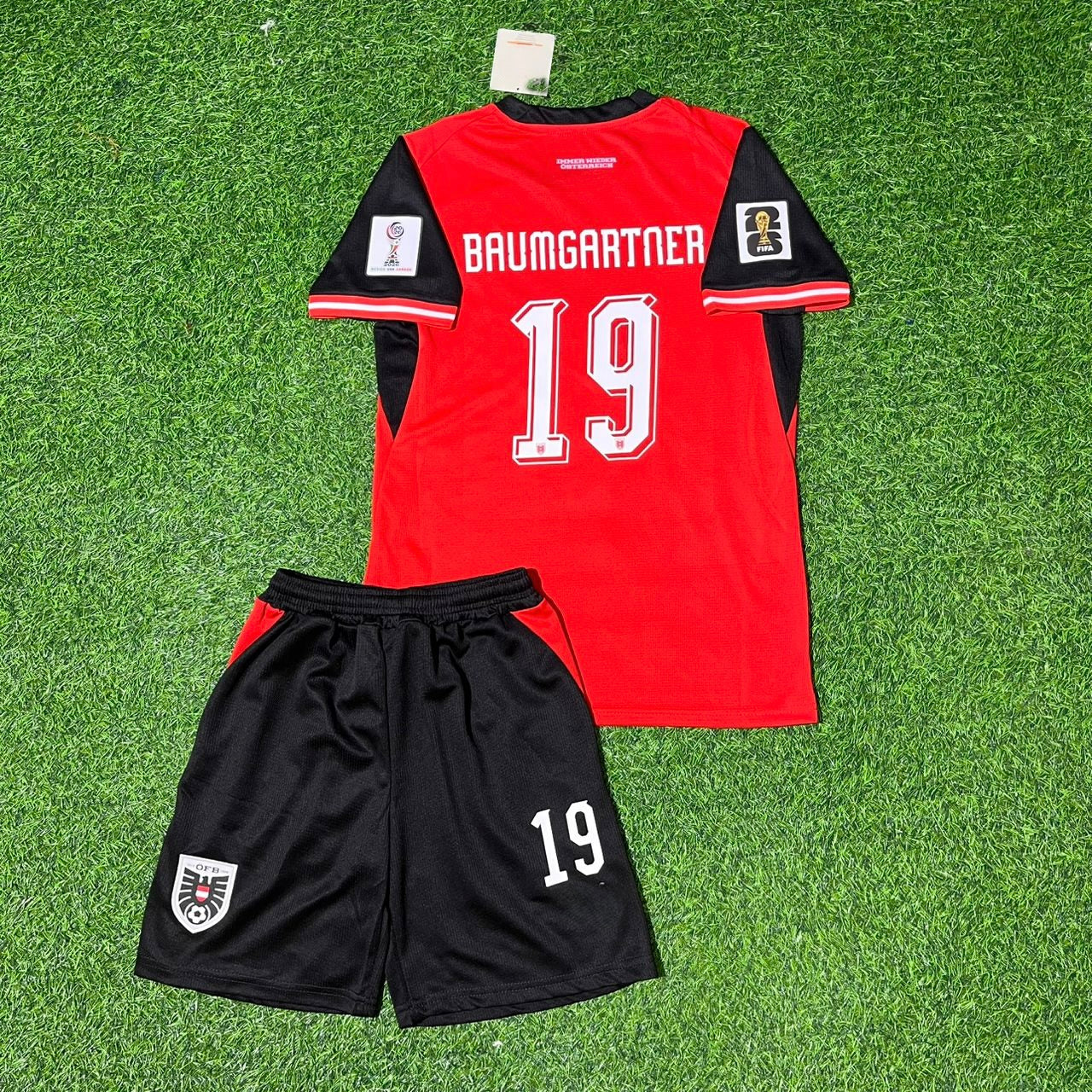 Christoph Baumgartner 19 Österreich 2026 World Cup Kinder Retro Fußballtrikot