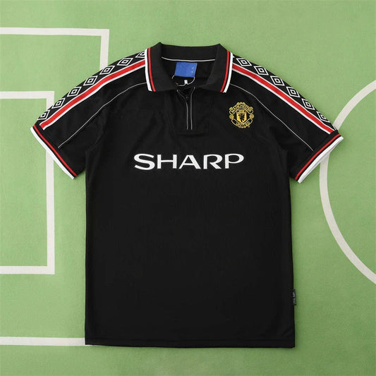 F.C Manchester United 1998 Season Black Away Retro Jersey Trikot Soccer Kit