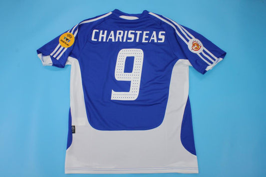 Greece Angelos Charisteas EURO 2004 Final Blue Retro Home Kit Jersey Soccer Kit