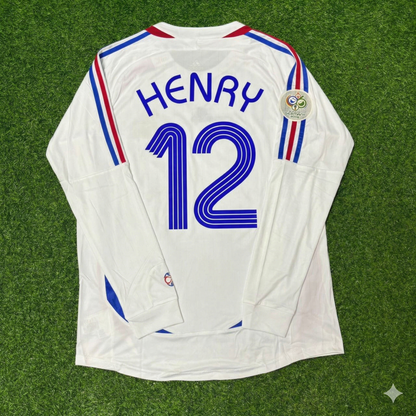 France World Cup 2006 Thierry Henry Final Long Sleeve White Retro Kit