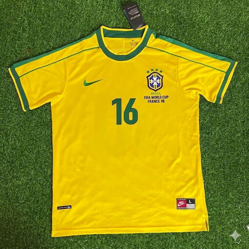 Brazil World Cup 1998 Zé Roberto #16 Retro Football Jersey