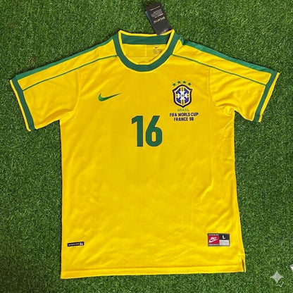 Brazil World Cup 1998 Zé Roberto #16 Retro Football Jersey