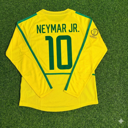 Neymar Jr Brasilien Gelbes Langarm Retro Fußballtrikot