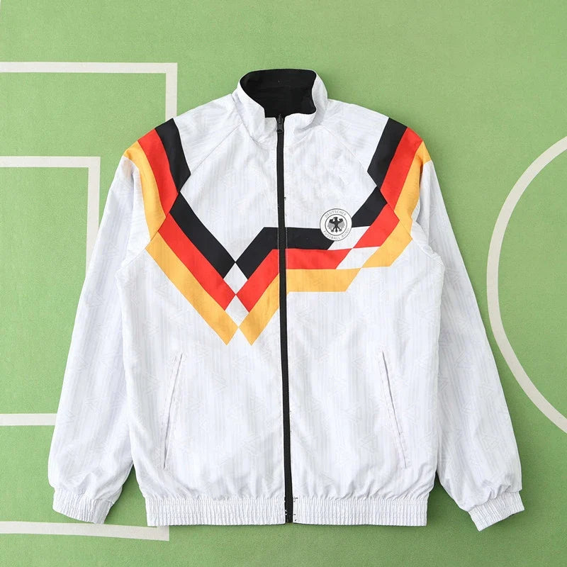 Germany World Cup 1990 Deutschland Retro Double Sides Windbreaker - Reversible Jacket Black