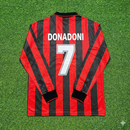 Roberto Donadoni #7 AC Milan 1993 1994 Home Long Sleeve Retro Football Jersey