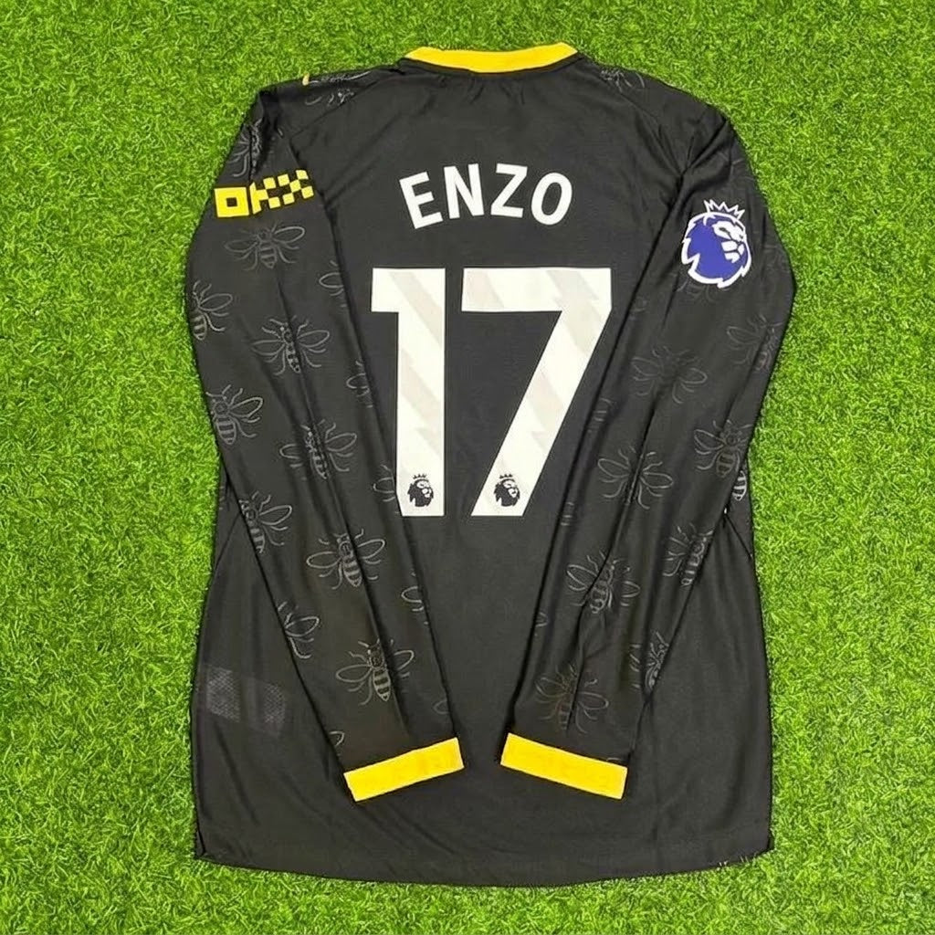 Enzo Fernandes #17 Manchester City 2026-2027 Away Black Long Sleeve Football Jersey