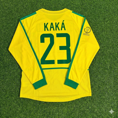 Kaka Leite Brasilien 2002 WM Finale Gelbes Langarm Retro Fußballtrikot