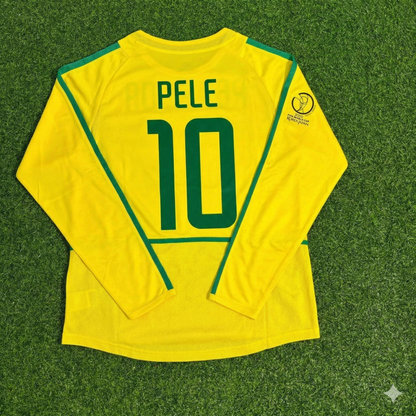 Brazil Pele Yellow Long Sleeve Retro Football Jersey