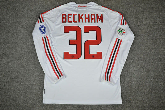David Beckham 2009 AC Milan White Retro Jersey Maillot Trikot Maglia