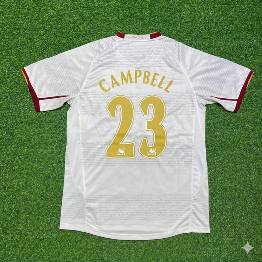 Sol Campbell #23 Arsenal 2004 2005 Away Retro White Football Jersey