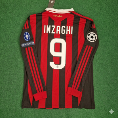 Filippo Inzaghi Milan 2009 2011 Retro Long Sleeve Football Jersey