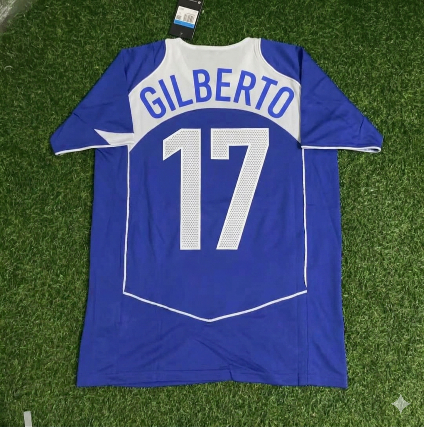 Gilberto Silva Brazil 2004 Blue Retro Football Jersey Collection