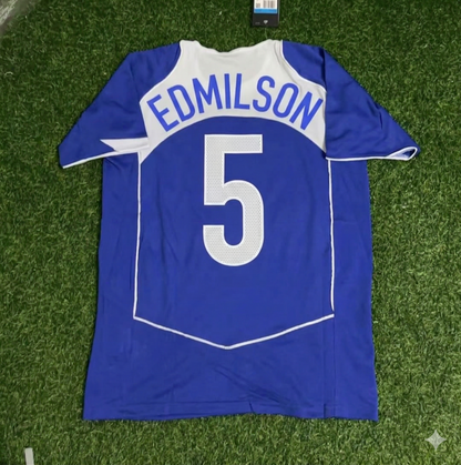 Edmilson Brazil 2004 Blue Retro Football Jersey Collection