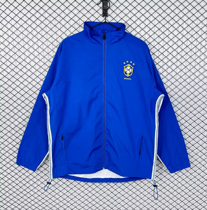 Brazil 1998 Blue Retro Windbreaker Jacket Jersey