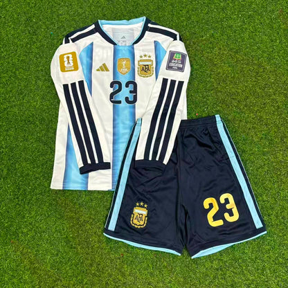 Argentina Emiliano Martinez Goalkeeper 2026 World Cup Home Patch Long Sleeve Kids Football Jersey