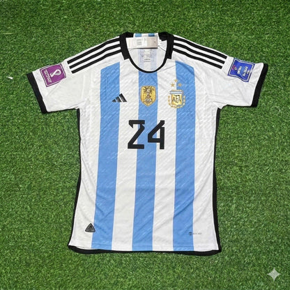 Argentina World Cup 2022 Enzo Fernandez 24- Qatar Champion Home Football Jersey