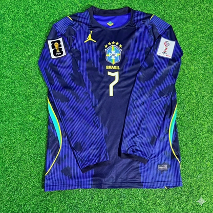 Brazil World Cup 2026 Vinicius Júnior 7# Sleeve Blue Away Football Jersey