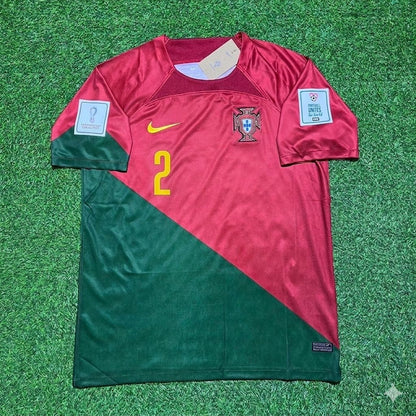 Portugal World Cup 2022 Diego Dalot #2 Home Retro Football Jersey