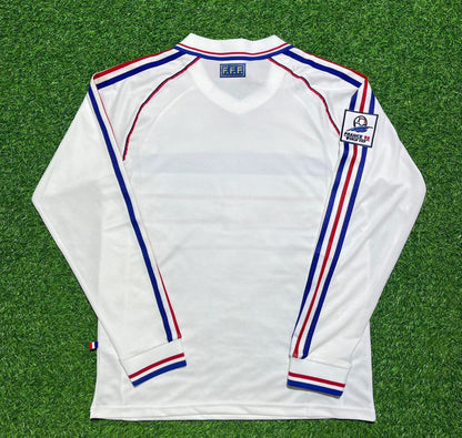France World Cup 1998 White Away Long Sleeve Retro Football Jersey Kit