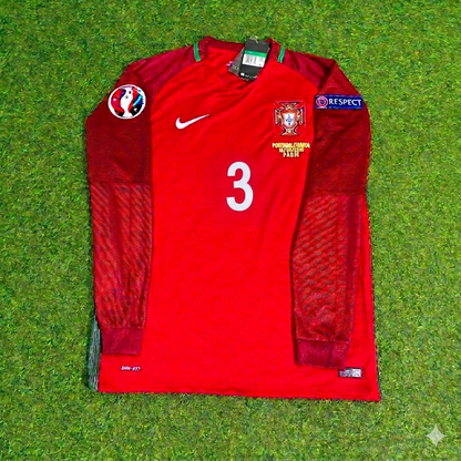 Portugal EURO 2016 Pepe 3- Final Long Sleeve Retro Football Jersey