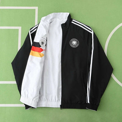 Germany World Cup 1990 Deutschland Retro Double Sides Windbreaker - Reversible Jacket Black