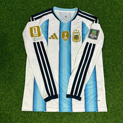 Argentina World Cup 2026 Emiliano Martinez Goalkeeper Home Patch Long Sleeve Football Jersey